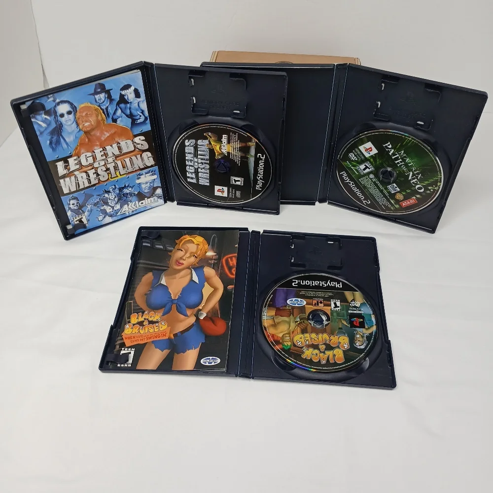 Sony Playstation 2 Video Game Lot Of 3 Black & Bruised Legends Wrestling Matrix